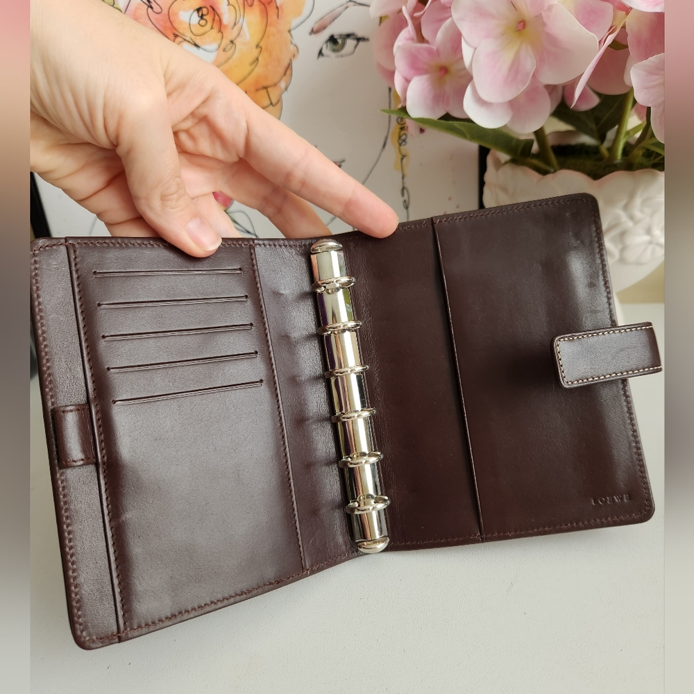 Loewe Blue Denim Anagram Notebook Cover with Brown Leather Trim - Picture 3 of 7
